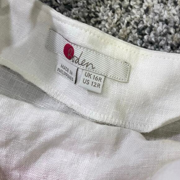 Boden Willa Midi Button Dress, Women’s 12R White/Blue Striped, Linen Summer - Picture 6 of 10